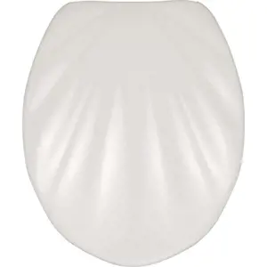 Bílé WC sedátko se snadným zavíráním Wenko Premium Sea Shell, 45,5 x 38 cm