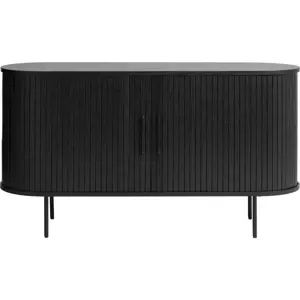Produkt Černá nízká komoda v dekoru dubu 140x76 cm Nola – Unique Furniture