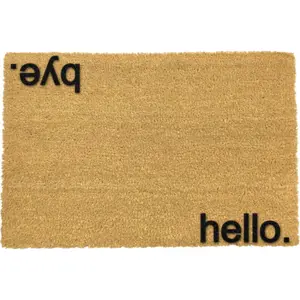 Produkt Černá rohožka z přírodního kokosového vlákna Artsy Doormats Hello, Bye, 40 x 60 cm