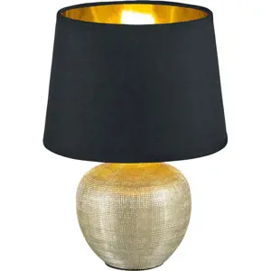 Produkt Černá stolní lampa z keramiky a tkaniny Trio Luxor, výška 26 cm