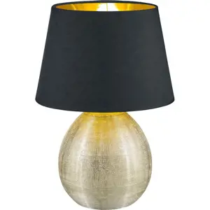 Produkt Černá stolní lampa z keramiky a tkaniny Trio Luxor, výška 35 cm
