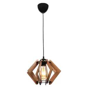 Produkt Černé stropní svítidlo s dřevěným stínidlem – Squid Lighting
