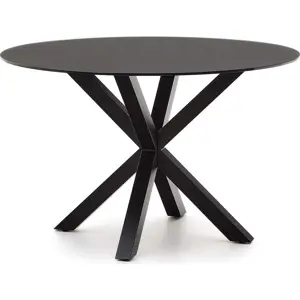 Produkt Černý kulatý jídelní stůl se skleněnou deskou ø 120 cm Argo – Kave Home