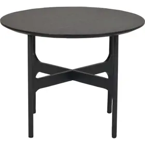 Černý kulatý konferenční stolek s deskou v dekoru jasanového dřeva 55x55 cm Colton - Rowico