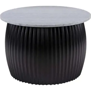 Černý kulatý konferenční stolek s deskou v dekoru mramoru ø 52 cm Luscious – Leitmotiv