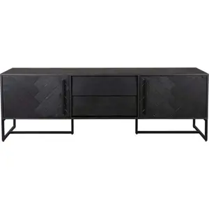 Černý TV stolek v dekoru exotického dřeva 180x60 cm Class - Dutchbone