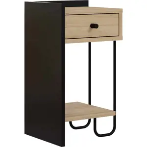 Produkt Černý/v přírodní barvě noční stolek v dekoru dubu s poličkami Mercure – Marckeric