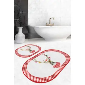 Produkt Červeno-bílé koupelnové předložky v sadě 2 ks 60x100 cm – Mila Home