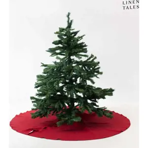 Produkt Červený kulatý koberec pod vánoční stromek ø 125 cm – Linen Tales