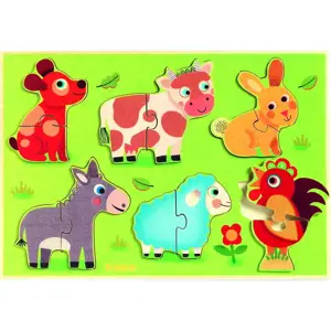 Dětské vkládací dřevěné puzzle s motivy domácích zvířat Djeco