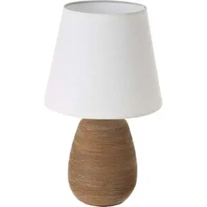 Produkt Hnědá keramická stolní lampa s textilním stínidlem (výška 27,5 cm) – Casa Selección