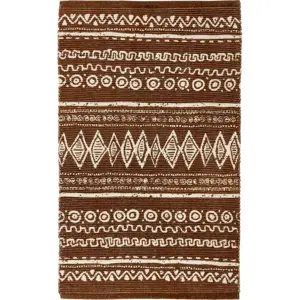 Produkt Hnědo-bílý bavlněný koberec Webtappeti Ethnic, 55 x 110 cm