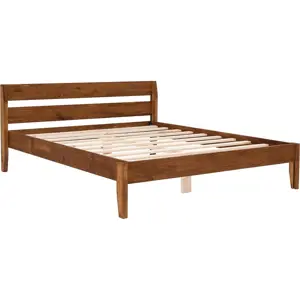 Jednolůžková postel ze smrkového dřeva s roštem v tmavě hnědo-přírodní barvě 120x200 cm Venus – Kalune Design