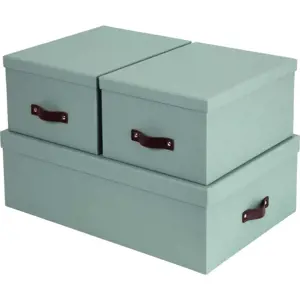 Produkt Kartonové úložné boxy s víkem v mentolové barvě v sadě 3 ks 31x47x15 cm Inge – Bigso Box of Sweden