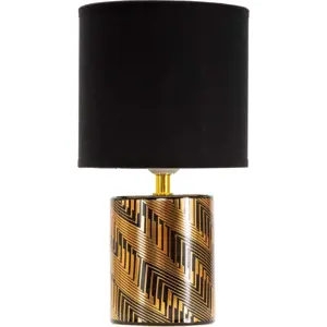 Keramická stolní lampa s textilním stínidlem v černo-zlaté barvě (výška 28 cm) Glam Dark – Mauro Ferretti