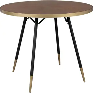 Kulatý jídelní stůl s deskou v dekoru ořechového dřeva ø 91 cm Denise – White Label