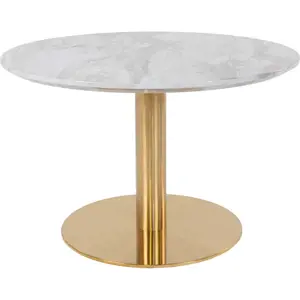 Produkt Kulatý konferenční stolek v bílo-zlaté barvě s deskou v dekoru mramoru 70x70 cm Bolzano – House Nordic