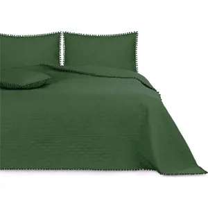 Lahvově zelený přehoz na postel AmeliaHome Meadore, 200 x 220 cm