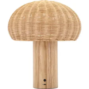 Produkt LED stolní lampa v přírodní barvě s ratanovým stínidlem (výška 32 cm) – Villa Collection