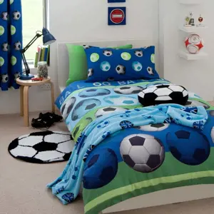 Produkt Modré dětské povlečení Catherine Lansfield Football, 135 x 200 cm