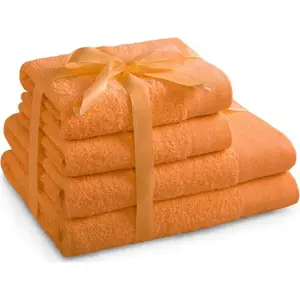Oranžové froté bavlněné ručníky a osušky v sadě 2 ks Amari – AmeliaHome
