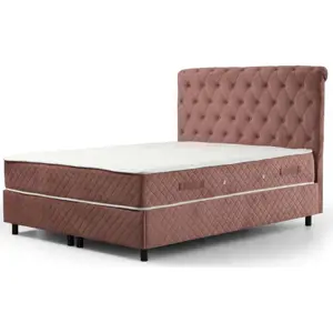 Růžová boxspring postel s úložným prostorem 140x200 cm Sonata – Kalune Design