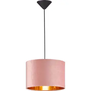Růžové závěsné svítidlo s textilním stínidlem Aura – Fischer & Honsel