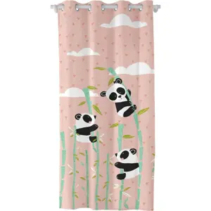 Produkt Růžový dětský bavlněný závěs Moshi Moshi Panda Garden, 140 x 265 cm