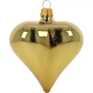 Sada 3 skleněných vánočních ozdob ve tvaru srdce ve zlaté barvě Ego Dekor