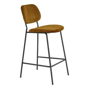 Produkt Sametová barová židle v hořčicové barvě 92 cm Emma – Light & Living