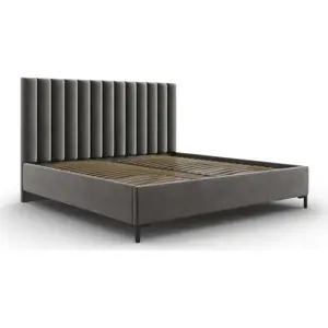 Produkt Šedá čalouněná dvoulůžková postel s úložným prostorem s roštem 180x200 cm Casey – Mazzini Beds