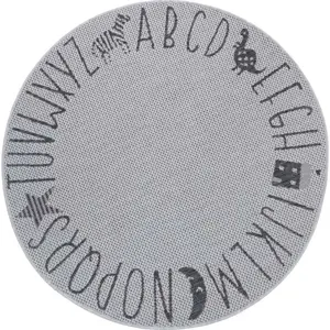 Šedý dětský koberec Ragami Letters, ø 120 cm