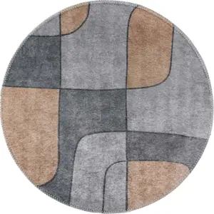 Produkt Šedý pratelný kulatý koberec ø 80 cm Yuvarlak – Vitaus
