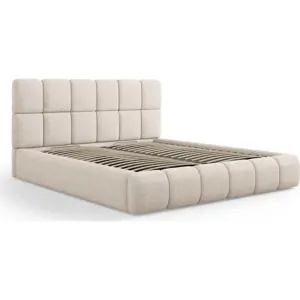 Produkt Světle hnědá čalouněná dvoulůžková postel s úložným prostorem s roštem 140x200 cm Bellis – Micadoni Home