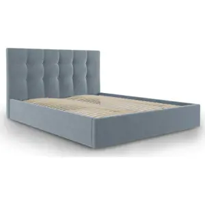 Produkt Světle modrá čalouněná dvoulůžková postel s úložným prostorem s roštem 180x200 cm Nerin – Mazzini Beds