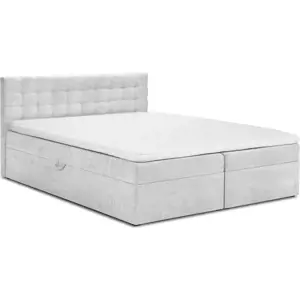 Světle šedá boxspring postel s úložným prostorem 200x200 cm Jade – Mazzini Beds