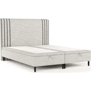 Světle šedá čalouněná dvoulůžková postel s úložným prostorem 160x200 cm Musca – Maison de Rêve