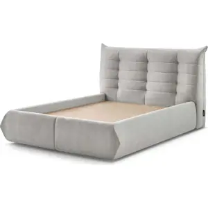 Produkt Světle šedá čalouněná dvoulůžková postel s úložným prostorem s roštem 180x200 cm Clothilde – Bobochic Paris