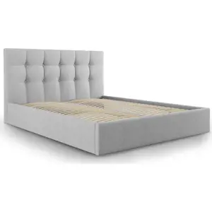 Produkt Světle šedá čalouněná dvoulůžková postel s úložným prostorem s roštem 180x200 cm Nerin – Mazzini Beds