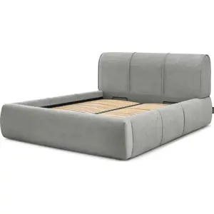 Produkt Světle šedá čalouněná dvoulůžková postel s úložným prostorem s roštem 180x200 cm Vernon – Bobochic Paris