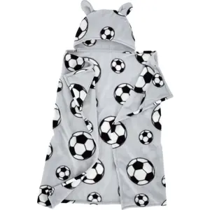 Produkt Světle šedá fleecová dětská deka s kapucí 90x125 cm Football – Catherine Lansfield
