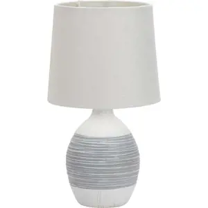 Produkt Světle šedá stolní lampa s textilním stínidlem (výška 35 cm) Ambon – Candellux Lighting