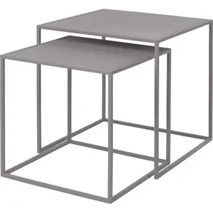 Světle šedé kovové konferenční stolky v sadě 2 ks 40x40 cm Fera – Blomus