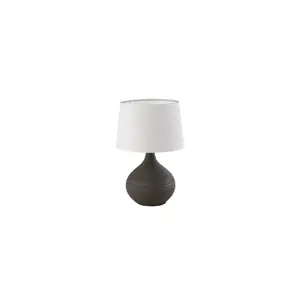 Produkt Tmavě hnědá stolní lampa z keramiky a tkaniny Trio Martin, výška 29 cm