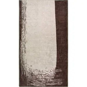 Produkt Tmavě hnědo-krémový pratelný koberec 80x50 cm - Vitaus