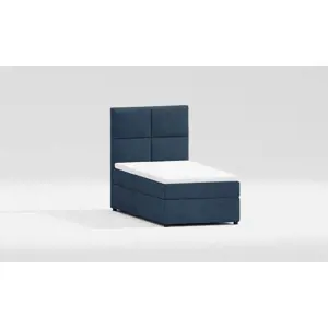 Produkt Tmavě modrá čalouněná jednolůžková postel s úložným prostorem s roštem 100x200 cm Lena – Ropez