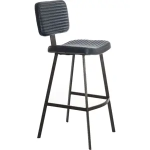 Produkt Tmavě modrá kožená barová židle 103 cm Masana – Light & Living