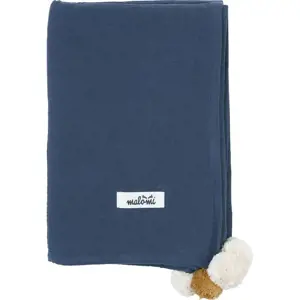 Produkt Tmavě modrá mušelínová dětská deka 100x140 cm Pompon – Malomi Kids
