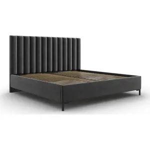Produkt Tmavě šedá čalouněná dvoulůžková postel s úložným prostorem s roštem 180x200 cm Casey – Mazzini Beds