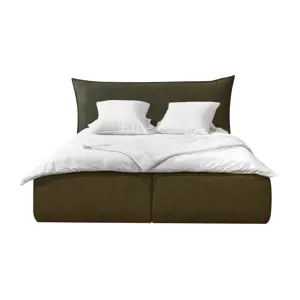 Produkt Tmavě zelená čalouněná dvoulůžková postel s úložným prostorem s roštem 160x200 cm Jade – Bobochic Paris